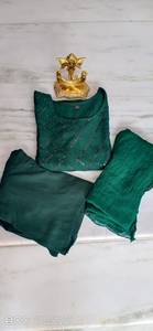 ชุดคุर्ตาปาติยาลา ซาลวาร์ สีเขียวขวดดีไซเนอร์ใหม่ พร้อมงานปัก พร้อมผ้าคลุมไหล่ ชุดสำเร็จรูปเย็บสำเร็จ - Product Image 2