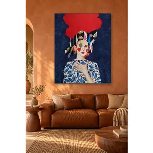Fida, femme aux cheveux roux et avec un coiffeau coloré, impression sur toile - Product Image 3