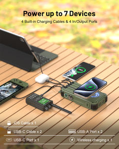 Power Bank Solare Impermeabile 20000mAh <span class=keywords><strong>2026</strong></span> con Generatore a Manovella Wireless 20W, Ricarica Rapida, Luce LED da Campeggio, Batteria Li-Polimero - Product Image 6