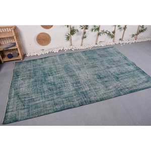 Alfombra turca Vintage azul moderna, 5,7x9,1 pies, lana, látex, respaldo, felpa, altura, Patchwork Rectangular para pasillo de coche - Product Image 3