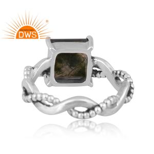 Newly Design Oxidized Sterling Silver Natural <b>Green</b> Moss Agate Gemstone Twisted Ring Jewelry For Women Gift For Her - Product Image 4