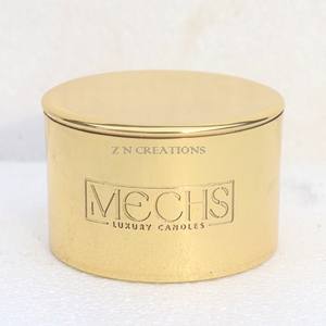Custom Logo Pure Brass Gold 12 Oz Handmade Glossy Finish Candle Jar Containers for Candle Making Votive Candle Home Decoration - Product Image 1