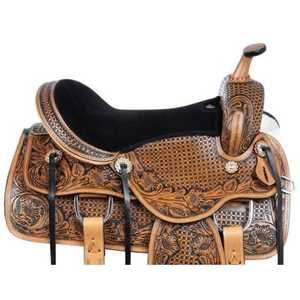 Sillín de caballo de estilo occidental mecanizado a mano de alta moda | Sillín de doma de cuero Premium para montar en inglés Rodeo Trail & Show Use - Product Image 2