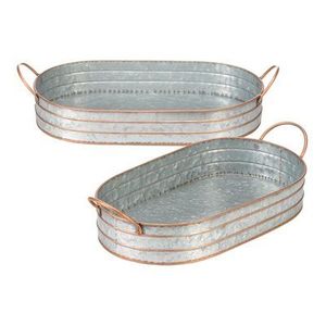 Newly Launched Bohemian Galvanized Metal Storage Tray <b>Set</b> Handcrafted Rustic Trays for Farmhouse <b>Breakfast</b> Decor Long-lasting - Product Image 5