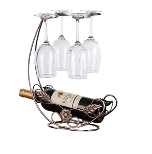 Porte-bouteilles en métal au design unique pour le comptoir de la maison Porte-bouteilles de vin en fer forgé pour le stockage - Product Image 1