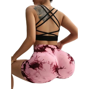 Short de yoga taille haute Tie Dye pour femmes Short de compression à séchage rapide pour femmes Short de fitness serré - Product Image 2