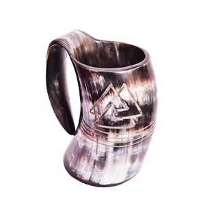 Taza de cuerno para beber tallada vikinga hecha a mano altamente pulida de alta calidad para vino y cerveza hecha con cuerno natural de la India - Product Image 2