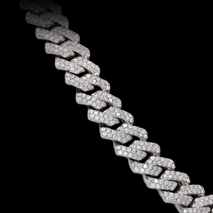 Iced out บลิงเพชรฮิปฮอปไมอามี่ขายส่งห่วงโซ่ลิงค์คิวบาเครื่องประดับ Moissanite ห่วงโซ่คิวบา - Product Image 3