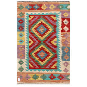 Alfombra Kilim de Maimana, Afganistán, 162 x 100 cm, para Decoración del Hogar - Product Image 1
