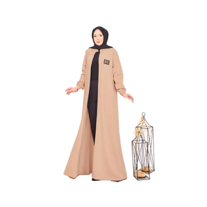 Vêtements de prière en coton de style moyen-oriental en gros, kaftan de couleur camel, abaya modeste pour femmes, poignets élastiques, poches, robes - Product Image 1