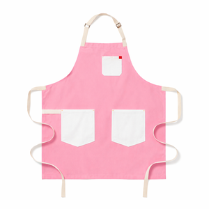 Pink Canvas Fashionable Bib <b>Apron</b> 3 Pockets Machine Washable Durable Eco-Friendly Breathable for Cleaning Supplies Daily Use - Product Image 1