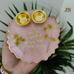 Best Eco-Friendly Epoxy <b>Resin</b> Puja Thali Model Handmade Decorative Diwali Festival Wedding Rituals <b>Gifting</b> - Product Image 5