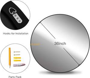 Modern Oval Wall <b>Mirror</b> with <b>Black</b> Metal Frame - Product Image 3