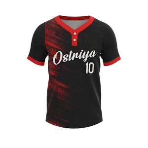 Camiseta de Béisbol de Alta Calidad con Dos Botones, Manga Corta, Cuello en V, 100% Poliéster, Secado Rápido, Transpirable, Diseño Sólido, en Venta - Product Image 1