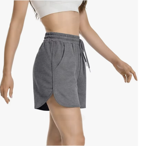 Pantalones Cortos Deportivos Casuales de Algodón para Mujer, Estilo Informal, con Dobladillo Curvo, para Verano, con Cordón, para Hacer Ejercicio, con Bolsillos - Product Image 1