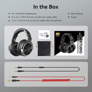 Auriculares con cable OneOdio de alta resolución para estudio y mezcla de DJ, estéreo con controladores de 50 mm, ENC y ANC, de 1/4 a 3.5 mm - Product Image 2