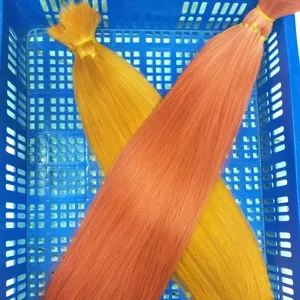 בתפזורת שיער אדום כתום חזק צבע עבור שיער טבעי הרחבות & פאות Cloure פרונטאלית כפול נמשך גלם שיער לא מעובד זול מחיר