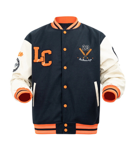 Gran oferta, chaqueta Bomber Varsity con bordado de retazos de Otoño de cuero PU personalizada para hombres y mujeres, nuevo diseño de chaqueta acolchada con letras Unisex - Product Image 1