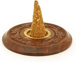 Brûleur d'encens en bois rond avec fleurs, 4 pouces, brûleur d'encens rond artisanal de qualité supérieure pour la décoration de la maison et les activités religieuses - Product Image 5
