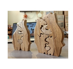 Rompecabezas familiar de oso de madera de fabricación de Vietnam/figuritas de animales de persona de madera Natural regalos de decoración del hogar familiar - Product Image 1