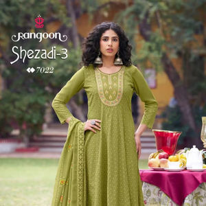 Collection anarkali exclusive pour femmes en gros avec broderie fantaisie, travail à la main et miroir sur le cou idéal pour les tenues de fête. - Product Image 1