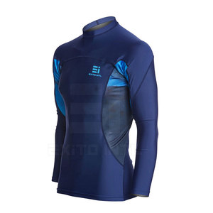 Chemise de compression à manches longues pour homme, protection UV UPF 50, surf, plongée, natation, BJJ, MMA, spandex, nylon, bleu marine, logo personnalisé - Product Image 2