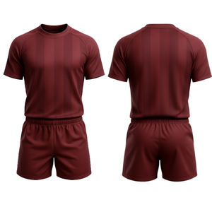Ensemble de tenue de rugby personnalisée en sublimation marron - Maillot et short à rayures ton sur ton - uniforme de sport - Product Image 1