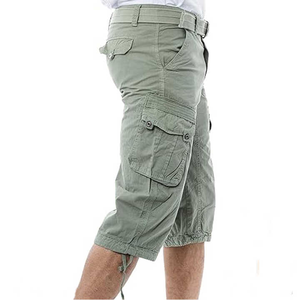 Pantalones cortos cargo de lona informales para hombre con costuras reforzadas Patrón sólido Pantalones cortos duraderos para exteriores para senderismo Pesca Viajes Uso diario - Product Image 6