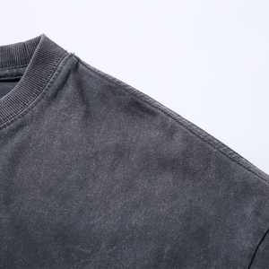 Camiseta de hombre de punto de gran tamaño lavada con ácido de piedra Vintage de diseño personalizado estilo Streetwear - Product Image 4