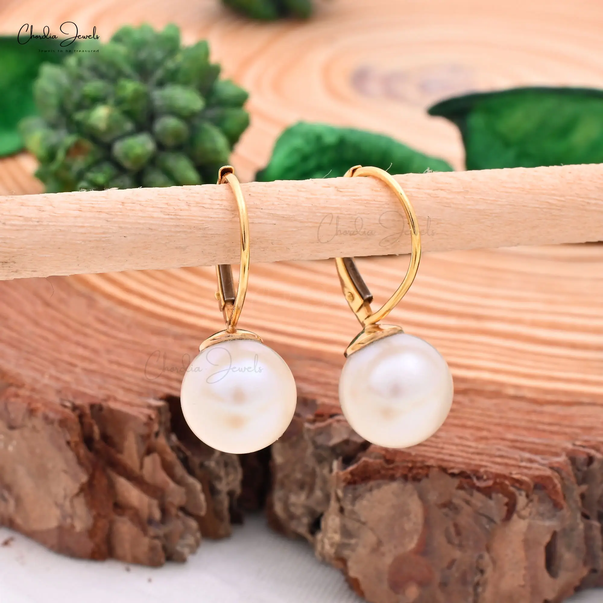 Boucles d'oreilles pendantes en perles naturelles or jaune 14 carats bijoux minimalistes 9mm perle boule ronde boucles d'oreilles en pierres précieuses fabricant grossiste