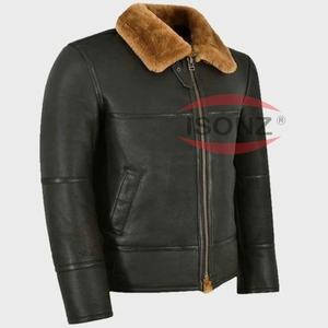 Chaqueta de Cuero de Oveja Personalizada, Chaqueta de Cuero con Piel de Cordero Marrón para Hombre - Product Image 4