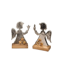 Set of 2 Centerpiece With Wooden <b>Base</b> Antique Metal Touches Designed Aluminum <b>Tree</b> Black Coated <b>for</b> <b>Christmas</b> and Home Decor - Product Image 3