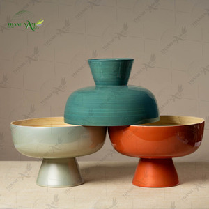 Tazón Largo para Ensalada con Base, Diseño Moderno, Hecho a Mano con Bambú Natural Ecológico, Personalizable, 30 cm de Diámetro, para el Hogar - Product Image 4