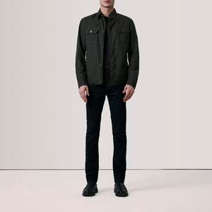 Irwin Vintage Leather Field <b>Jacket</b> Olive Waxed Canvas Zippered ODM Workwear Camouflage Patchwork for Autumn Spring Seasons XS - Product Image 2