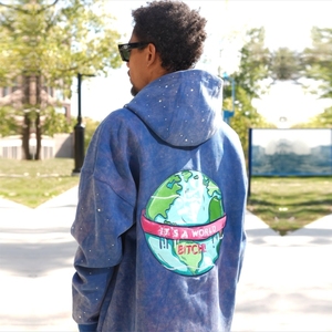Streetwear personnalisé lavé à l'acide Vintage unisexe à capuche 100% coton survêtement en détresse Patchwork à capuche pantalons de survêtement ensemble survêtement - Product Image 6