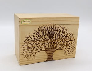 Funeral Supplies <b>Pine</b> Wood Cremation Urn <b>Box</b> / Adult for Animal / Ashes Banyan Tree Design Funeral Urn <b>Box</b> Suitable for Cemetery - Product Image 3
