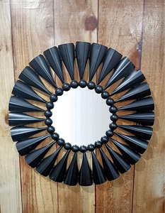 Espejo de pared moderno para decoración del hogar, espejo redondo de Metal de diseño único para sala de estar, baño, Hotel, Color negro - Product Image 4