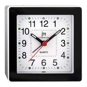 Justaminute Analog Desk Clock White Black Quartz 1 <b>Alarm</b> Battery Powered - Product Image 1