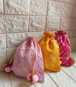 Lahriya Print Potli Bag, Haldi Mehendi Samgeet Gift Bag, Indian Wedding Favour Bag, Housewarming Anniversary Gift Bag,Gift Pouch - Product Image 3