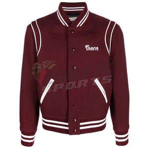 Chaqueta universitaria de béisbol de algodón para hombre, venta al por mayor, estilo deportivo de invierno, Letterman con soporte, cuello marinero, diseño abotonado - Product Image 1