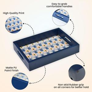 Plateau de service rectangulaire en bois MDF imprimé de grande taille, qualité supérieure, durable, plateau de service décoratif en bois brillant - Product Image 2