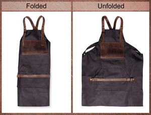 Canvas <b>Apron</b> for Women Canvas <b>Apron</b> With <b>Leather</b> Straps With Pockets Personalized Cooking BBQ AAA-0055 - Product Image 5