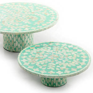 Mopa de hueso indio hecha a mano de la mejor calidad, soporte para pastel con incrustaciones, bandeja para servir artesanías florales de lujo para chocolate o pasteles - Product Image 6