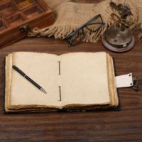 Cuaderno de bocetos A4 vintage retro hecho a mano, 9x7 pulgadas, de cuero de búfalo, con papel para acuarela, tapa blanda y encuadernación cosida a caballete.