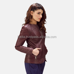 Chaqueta de cuero genuino de Invierno para mujer con decoración bordada Característica transpirable - Product Image 1