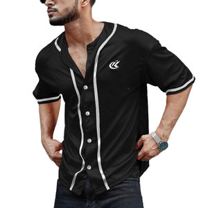 Maillot de baseball respirant à manches courtes, boutonné, couleur unie, 100 % polyester, été, fabriqué au Pakistan - Product Image 1