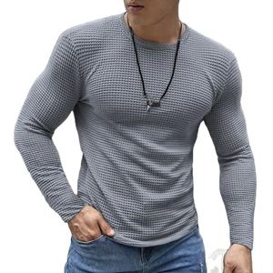Casual Waffle Solid Color Sweatshirts for <b>Mens</b> Autumn Leisure <b>Long</b> Sleeve Crew Neck Pullover Tops <b>Men</b> Fashion Bottoming <b>T</b>-<b>shirts</b> - Product Image 2