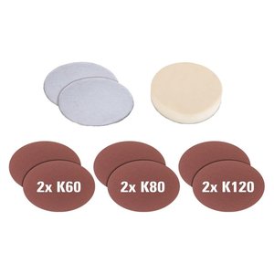 Kit de polisseuse de voiture de remplacement avec 2 tampons, 1 polisseuse et 6 abrasifs (180 mm) Modèle 2093233 - Product Image 1