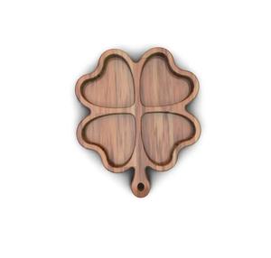 Plateau de service divisé en 4 sections en bois d'acacia, forme de feuille, plateau à collation - Product Image 2