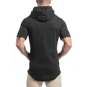 Ropa de verano Logotipo personalizado de alta calidad Entrenamiento de gimnasio Sudaderas con capucha de media manga para hombres Material suave Hecho con servicio OEM - Product Image 2